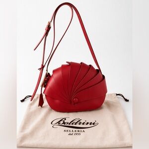 Baldinini Selleria Red Leather Spiral Shell Crossbody Bag